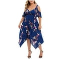 thumbnail image 1 of Outfmvch Robe Grande Taille pour Femmes Grande Taille Épaule Ouverte Imprimé Floral Mouchoir Robe Col en V Robes d'Automne, 1 of 8