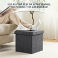 thumbnail image 4 of Ornavo Home 2 Pack 15 Inch Folding Storage Ottoman with Storage, Square Cube Linen Small Storage Ottoman Foot Rest Stool - Dark Gray, 4 of 5
