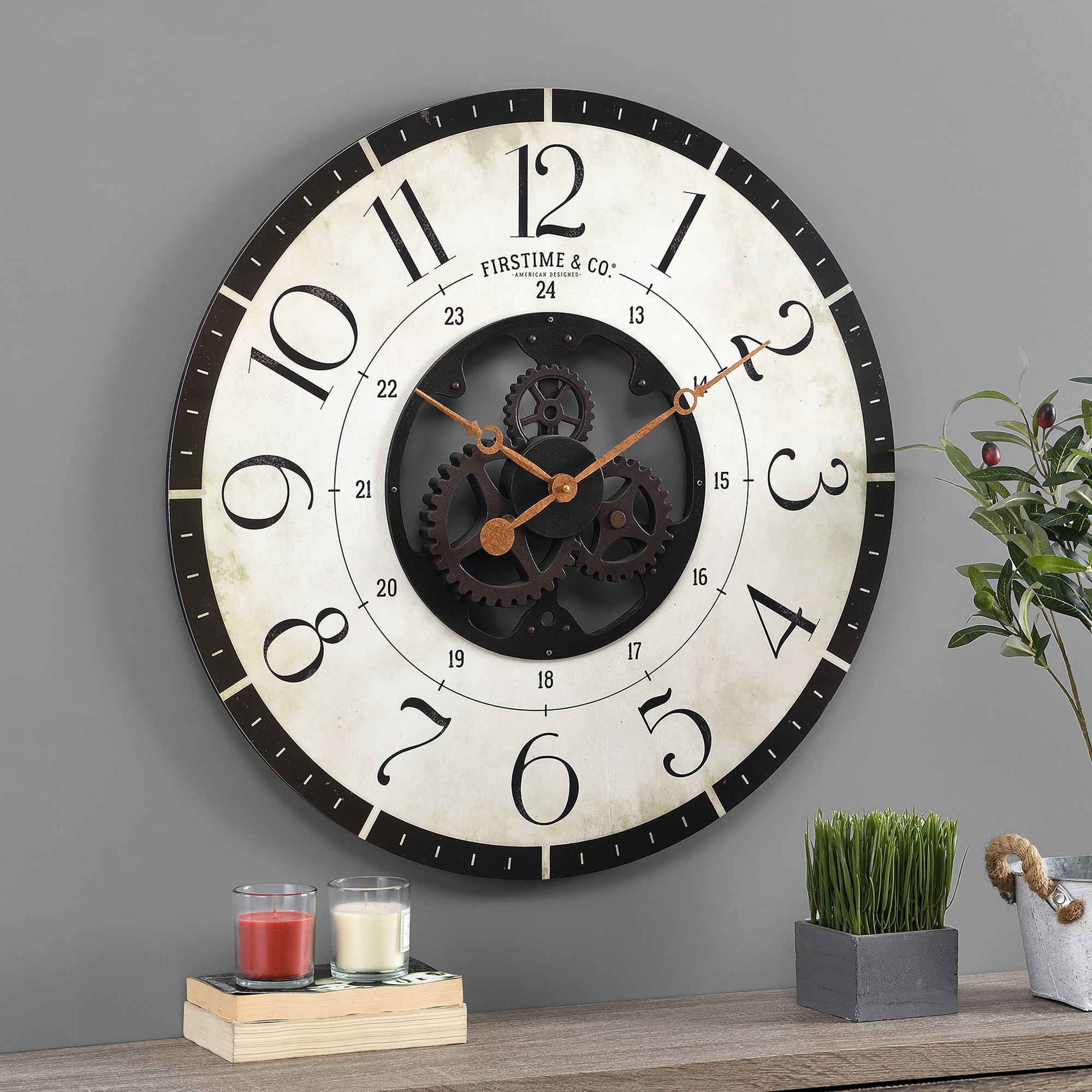 Bronze Montevello Farmhouse Gears Clock Oil Rubbed Bronze FirsTime & Co 31178 36 x 2 x 36, American Crafted