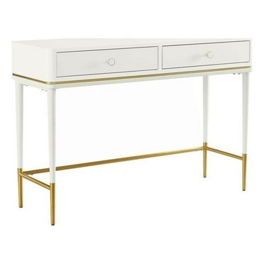 Pemberly Row Modern 2-Drawer Transitional Wood Desk in Off White
