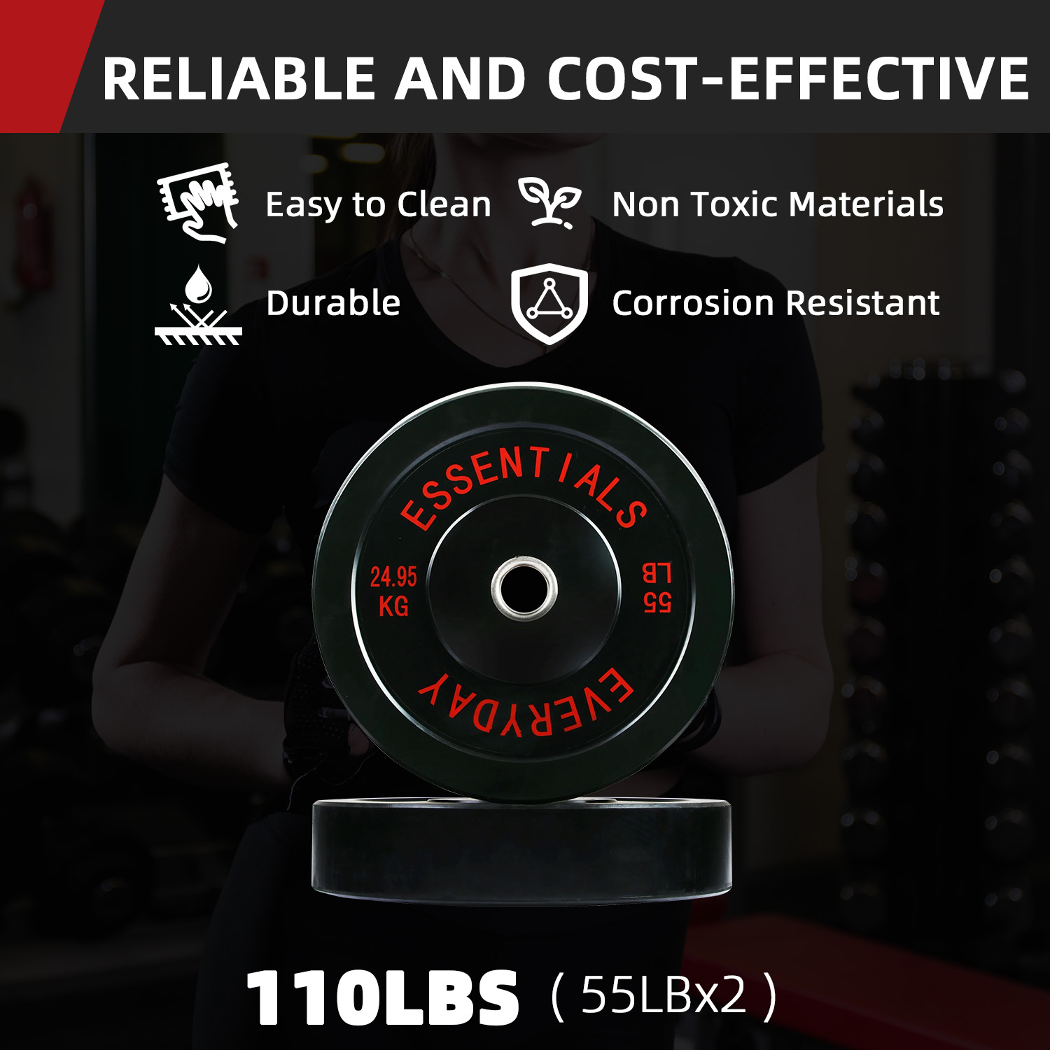 FlexWave 55LB Curl Barbell Set with 4FT EZ Bar and Pair of 15LB Rubber-Coated Weight Plates, Home Strength Training Kit