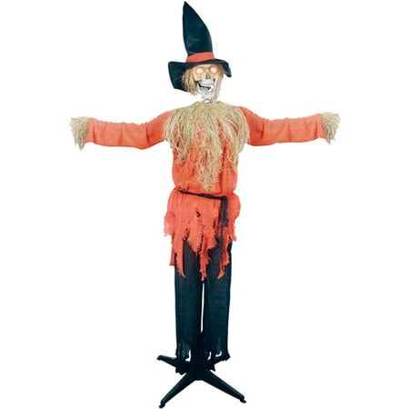 6' Standing Scarecrow with Moving Head Halloween Decoration