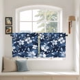 thumbnail image 3 of Navy Blue Spring Floral Tier Curtains, Summer Flowers Watercolor Botanical Light Filtering Kitchen Curtains, 2Pcs Rod Pocket Half Window Treatments Panels for Sink Cafe Cabinet Camper 27.5x24 Inches, 3 of 9