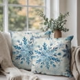 thumbnail image 3 of Set of 2 Winter Snowflake Pillow Covers Blue Christmas Decorative Throw Pillow Cases 16x16 Inch Farmhouse Xmas Holiday Outdoor Cotton Linen Pillowcase for Living Room Couch Sofa Decor, 3 of 6