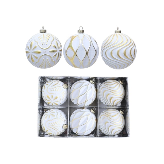 YAWUBT Christmas Decorations 6 Piece Flocked Christmas Balls Christmas Decoration SetMultiple Styles Of Christmas Tree Decorations Can Used For Other Party