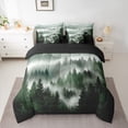 thumbnail image 2 of jejeloiu Retro Natural Landscape 7-Piece Twin Bedding Sets,Jungle Mountain Range Bedding Comforter Set,Green Black Sheet Sets For Kids,Breathable Home Decor Reversible, 2 of 8