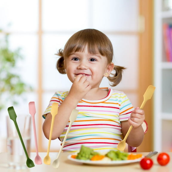 Silicone Double-Ended Spatula | Medium-Hardness Non-Stick Head | Spoon Tip & Flat Scraper | High/Low Temp Resistant | Versatile Stirring & Serving Tool | 1 Pack