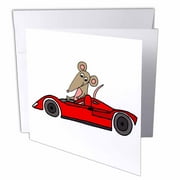 Cool Funny Rat Race Satire with Rat in Race car Cartoon 1 Greeting Card with envelope gc-315999-5