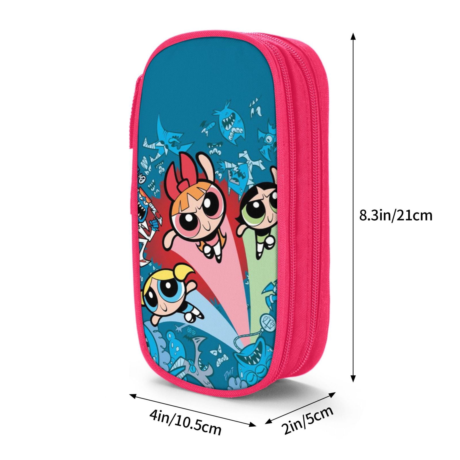 The Powerpuff Gi-rls Pencil Case Large Capacity Pencil Pouch Penbag Office Stationery Organizer Travel Makeup Bag Pink