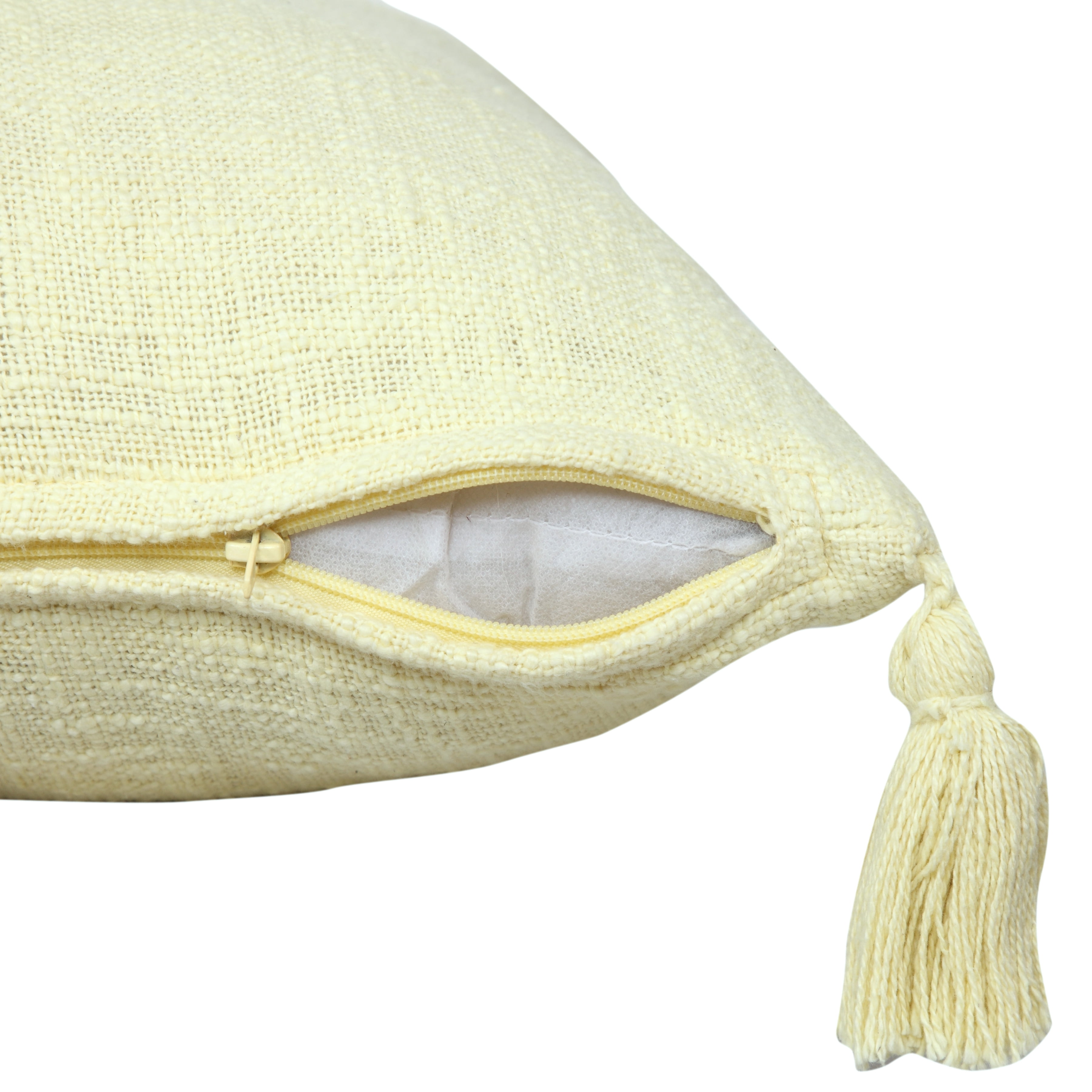 Harlow Hill Hampton 20" x 20" Solid Cotton Adult Decorative Feather Filled Pillow, Light Yellow