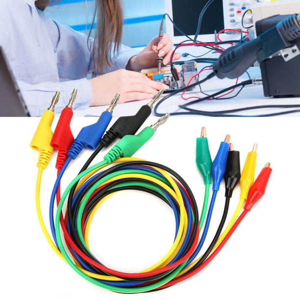 Cable de prueba, P1044 5 piezas 4 mm 1 m Cable de prueba con conector tipo banana a clip Kit de cables de prueba Tecnología innovadora