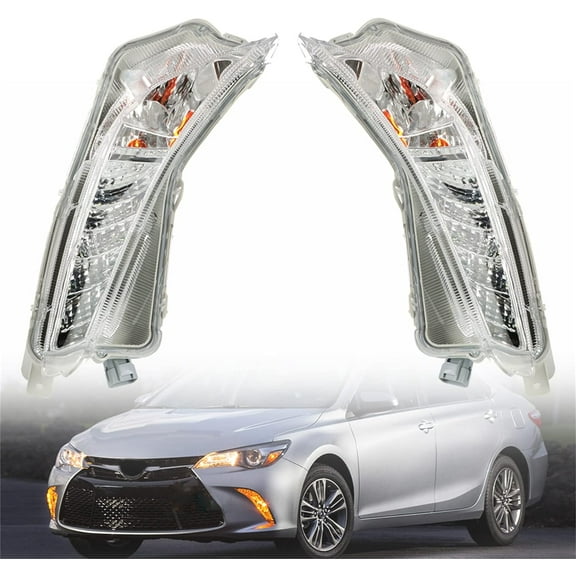 EPOTOOR Driver and Passenger Side LED Turn Signal Fog Lights Replacement for 2015 2016 2017 Toyota Camry XLE/XSE Daytime Running Light 8151006050 TO2531153 8152006050 TO2530153