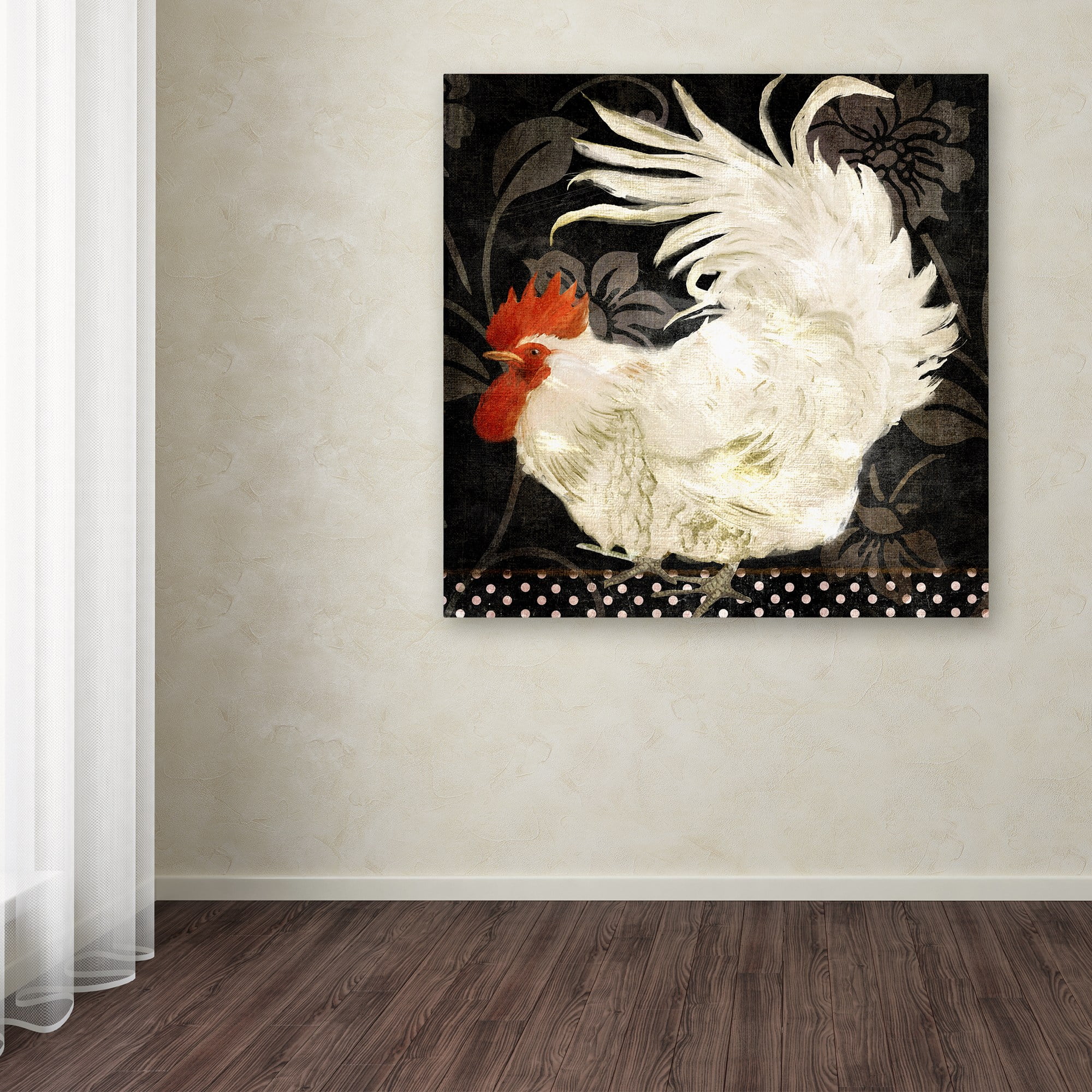 Trademark Fine Art "Rooster Damask I" Canvas Art by Color Bakery