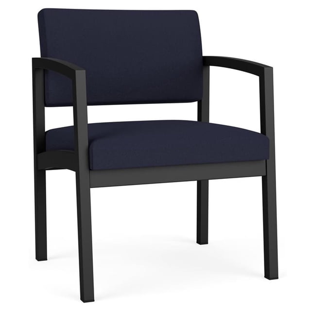 Fauteuil d'Appoint Surdimensionné en Acier Lenox pour Réception / Acier Noir / Bleu Marine