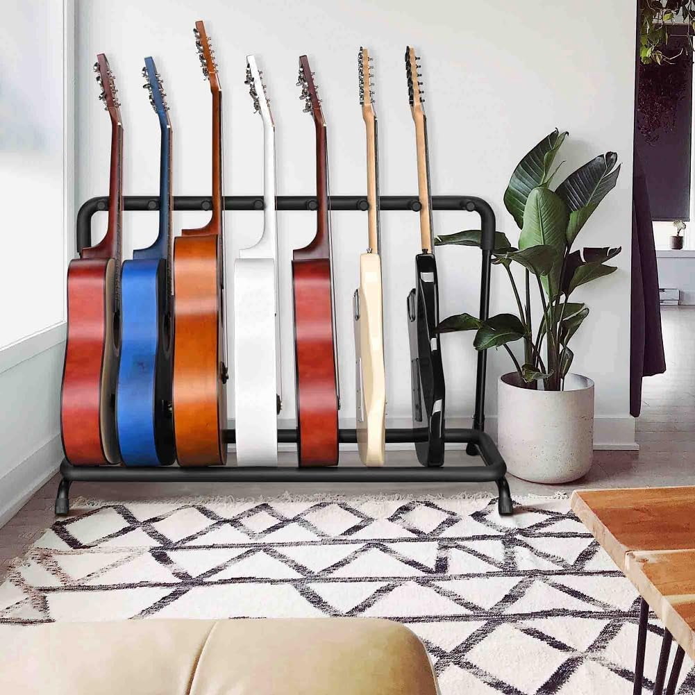 Universal Guitar Rack, Electric Stand, Bass Holder, Folding Display Multi-guitar Aluminum Alloy 7 Adjustable, Lightweight