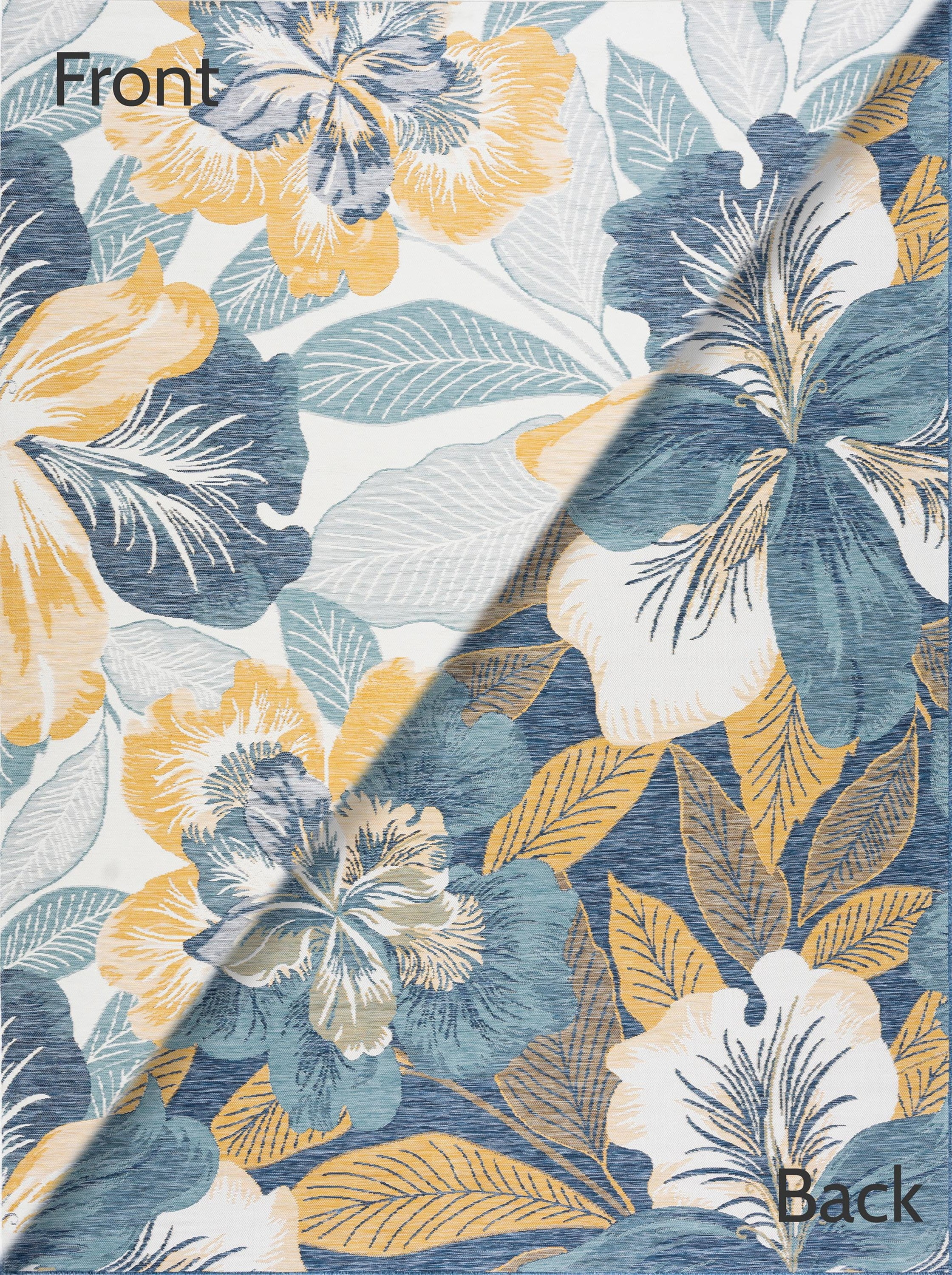 Bliss Rugs Floral Indoor Outdoor Rug Reversible Runner Rug for Patio, Hallway, Entryway, Deck, Navy ,2' x 8'
