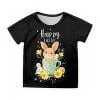 Toddler Girl Shirts 18-24 Months Cartoon Bunny Print Crew Neck Sweatshirt Trendy Lightweight Tops Tee Clothes for Children,Black,120