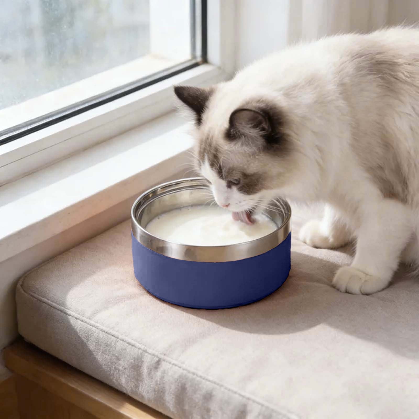 Gytml Diy Silicone Slow Feeder Dog Bowl, Interactive Puzzle Feeder For Fast Eaters, Non- Pet Food Bowl For Small Medium Dogs Cats Navy-18x8.5cm