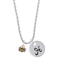 thumbnail image 1 of Delight Jewelry Silvertone Mini Bumble Bee Silvertone Script Initial Disc - H - Charm Necklace, 20"+3", 1 of 4