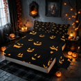 thumbnail image 2 of Homewish Pumpkin Lantern Queen Sheets, Happy Halloween Queen Sheet Sets, Black Orange, 4pcs (1 Flat Sheet, 1 Fitted Sheet and 2 Pillowcases), 2 of 4