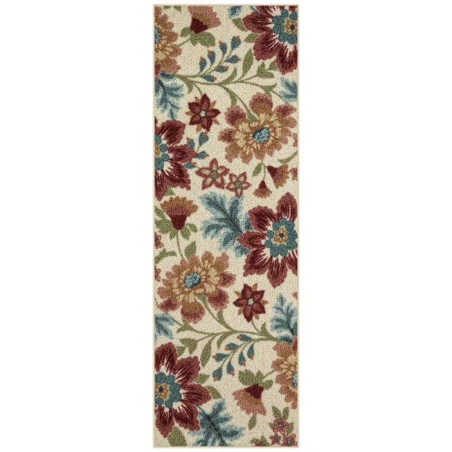 Mainstays Ovesized Floral Indoor Hallway Runner Rug, Cream, 2'x6