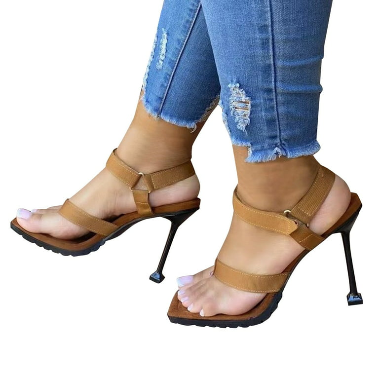 adviicd Heels for Women Wide Feet High Toe-knob Women's Heels