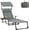 Gray With Sunshade, variant on Adjustable Sunshade Lounge Chair with Removable Pillow, 4-Position Tanning Chair with Cup Holders and Side Trays for Beach, Pool, Patio, Garden