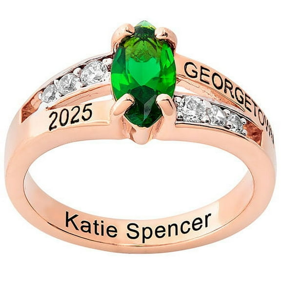 Order Now for 2025 Graduation, Freestyle Women's Marquise Birthstone with CZ Class Ring, Personalized, High School or College