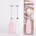thumbnail image 2 of Electric milk frother / steamer with sturdy metal stem ideal for cappuccinos. Runs on AA batteries (pastel pink), 2 of 4