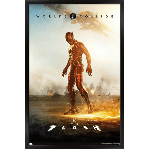 DC Comics Movie The Flash - The Flash Profile One Sheet Wall Poster, 22.375" x 34" Framed