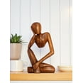 thumbnail image 6 of Handcrafted Wooden Thinking Man Sculpture - 12" Abstract Art Figurine for Home & Office Décor, 6 of 9