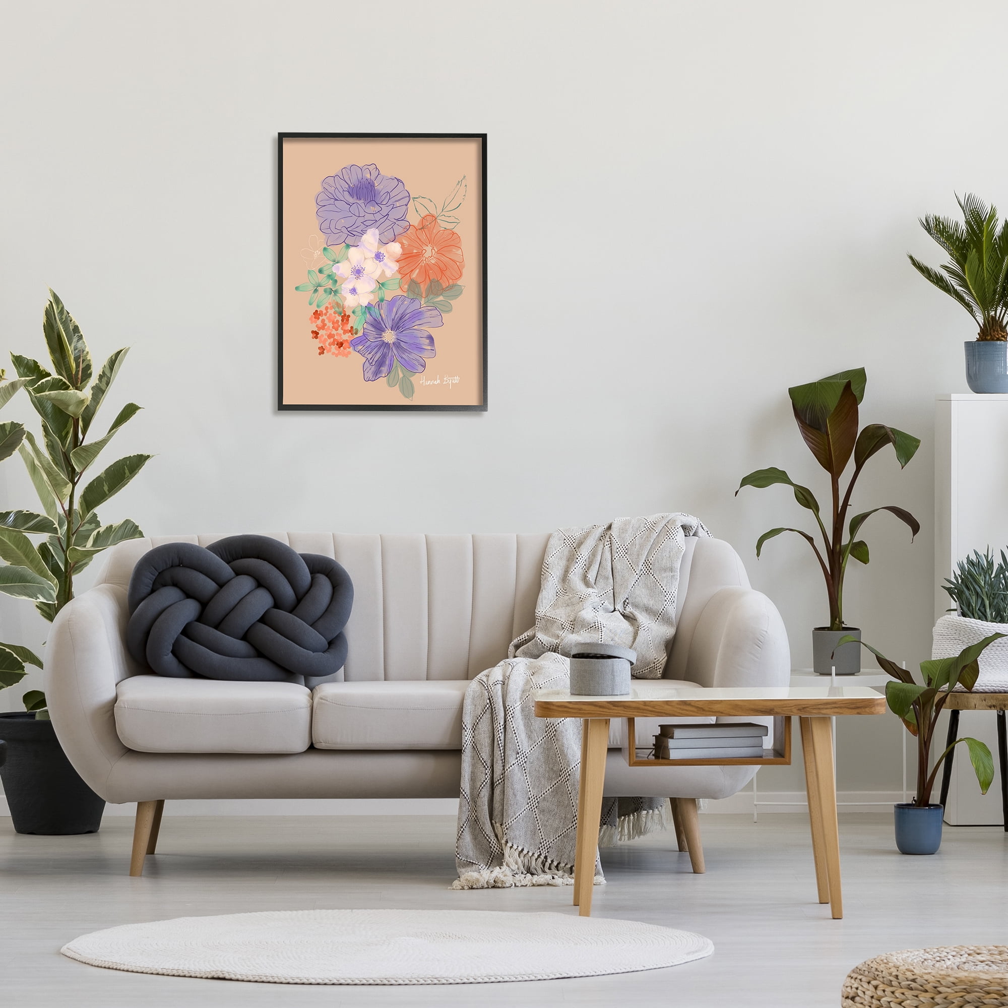 Stupell Industries Purple & Orange Flowers Botanical & Floral Painting Black Framed Art Print Wall Art, 24 x 30