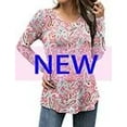 thumbnail image 6 of FOLUNSI Casual Floral Henley Shirt Knit - V-Neck Short Sleeve Blouse - M-4X, 6 of 7