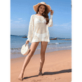 thumbnail image 5 of Crochet Cover Ups for Women Hollow Out Swim Cover Up Knit Summer Outfits White M, 5 of 7