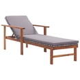 thumbnail image 1 of vidaXL Sun Lounger with Cushion Poly Rattan and Solid Acacia Wood Grey, 1 of 5