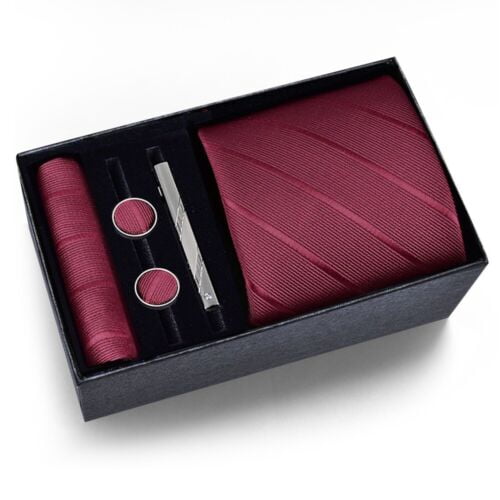 Elegant Choise Mens Tie Set Necktie Classic Handkerchief Cuff Links Brooch - fathers' day gift