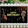 thumbnail image 7 of LUUFILx Happy Birthday Music Party Banner Backdrop Guitar Microphone Background Event Photography Props Celebration Decorations Party Supplies Music Theme, 7 of 7