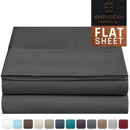 Ralph Lauren Queen Flat Sheet - Empyrean Bedding Premium Flat Sheet – “110 GSM” Double Brushed Microfiber Extra Thick and Comfortable Flat Sheets, Luxurious & Soft Hotel Single Top Bed Sheet Hypoallergenic, Queen, Charcoal Gray