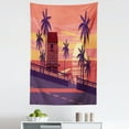 thumbnail image 1 of Island Party Tapestry, Sunset by the Road with Palm Trees and House Sea Town Coastal Graphic, Fabric Wall Hanging Decor for Bedroom Living Room Dorm, 5 Sizes, Eggplant Dark Coral, by Ambesonne, 1 of 1