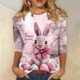 thumbnail image 1 of Xuyuer Happy Easter Family Matching Shirt Women Easter Sunday T-Shirt Leisure Print Round Neck Three Quarter Sleeve 3/4 Sleeve T-shirt Loose Cute Tie Dye Bunny Graphic Tee, 1 of 5