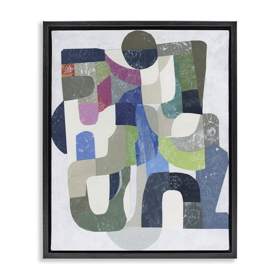 Stupell Industries Mid-Century Retro Geometrics on Grey Black Floating Frame Canvas Art, 17 x 21, by Coco Good
