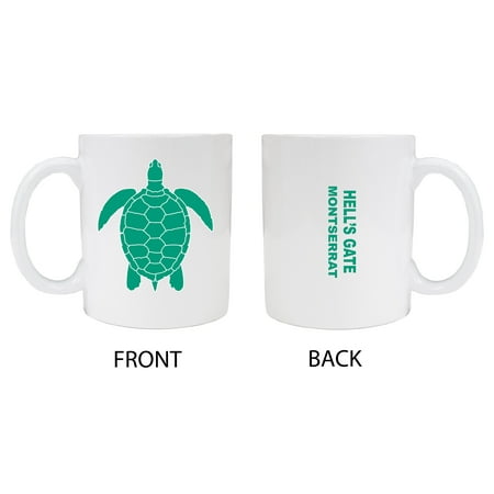 

Hell s Gate Montserrat Souvenir White Ceramic Mug Turtle Design 2-Pack