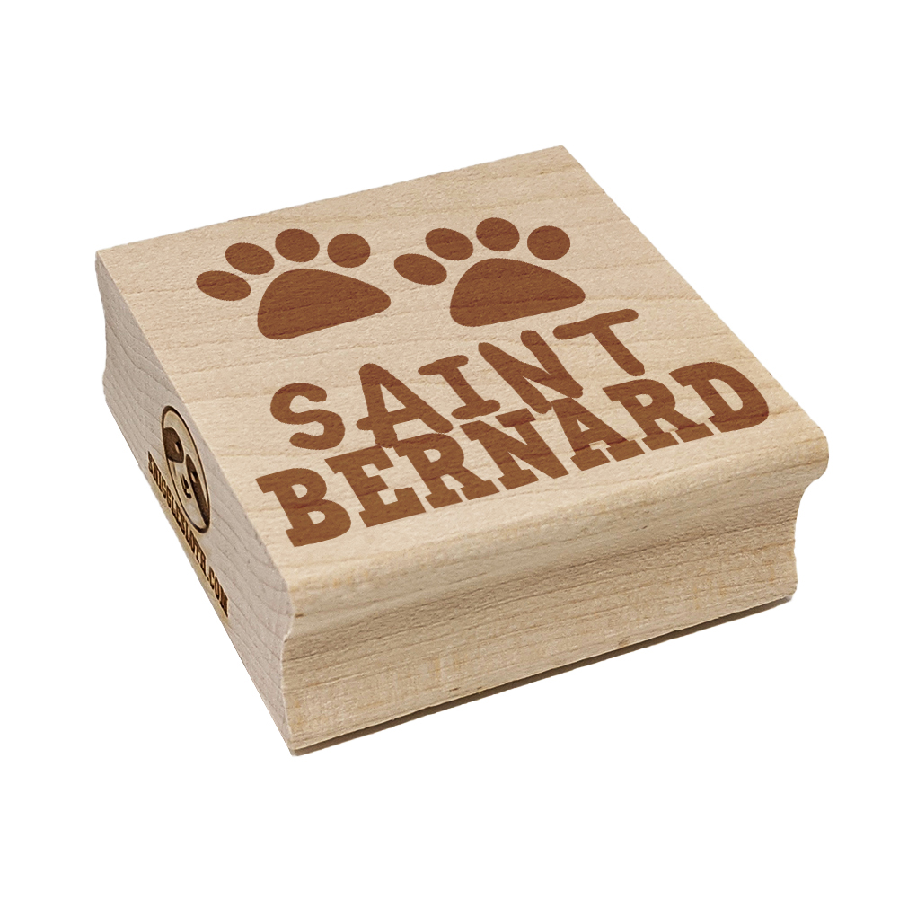 Saint Bernard Dog Paw Prints Fun Text Square Rubber Stamp Stamping