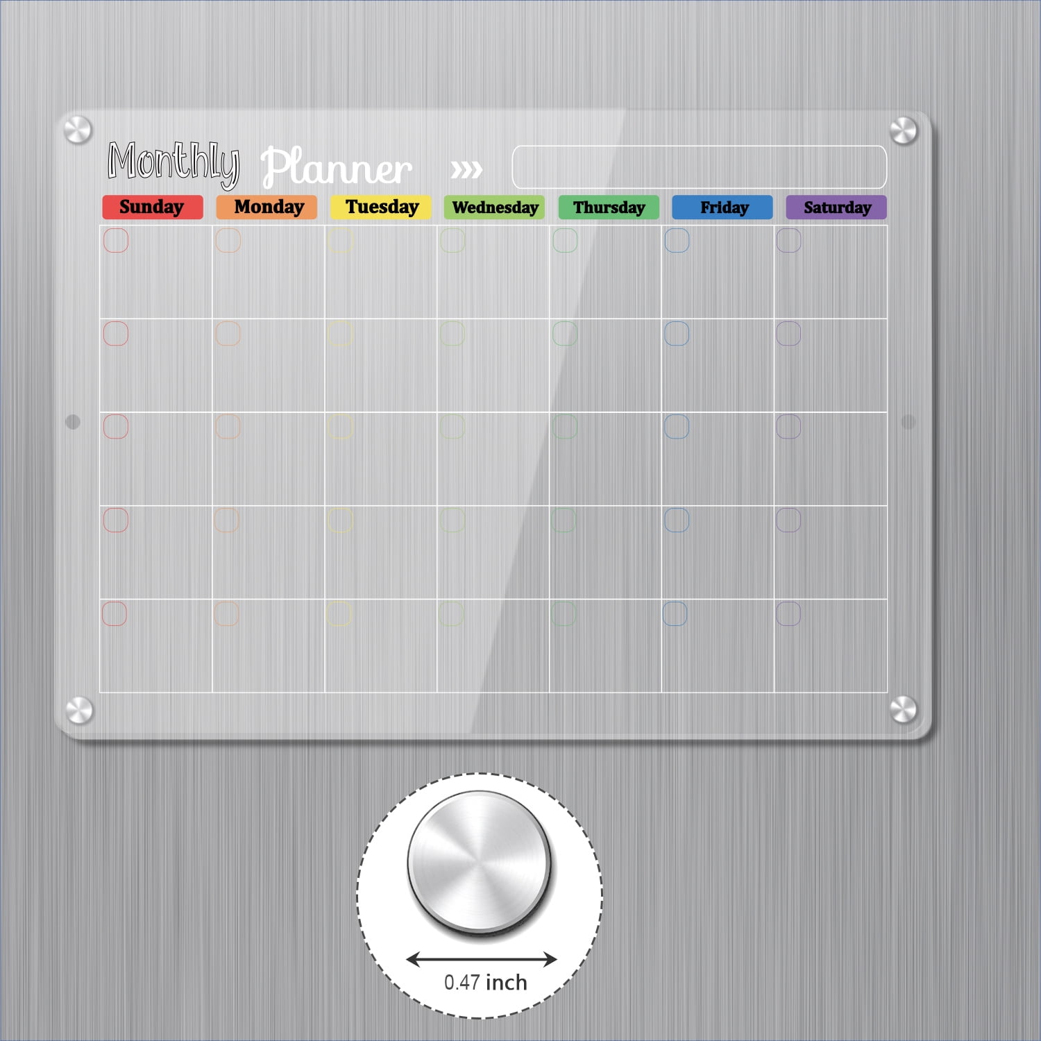 Magnetic Dry Erase Calendar Board for Refrigerator, Clear 2-Pack Acrylic Planner Board for Refrigerator, Reusable Whiteboard, Includes 6 Markers, 3 Colors