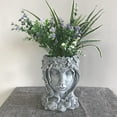 thumbnail image 3 of Zxpjkyu Face Art Sculpture Flower Pot Resin Flowerpot Female Face Planter with Hole Home Gray, 3 of 9