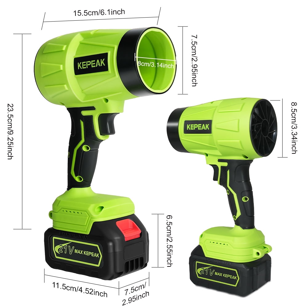 Electric Cordless Leaf Blower with Adjustable Speed, Portable Handheld Leaf Blower with 2x 4.0Ah Batteries for Patio Cleaning, Lawn Care, Green