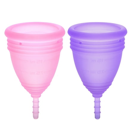 Economical Feminine Alternative Protection for Sanitary Napkins and Tampons Menstrual Cup, Set of 2 Large Size, Pink and