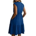 thumbnail image 6 of Kvture Cap Sleeve Dresses for Women Summer Trendy A Line Swing Sundress Textured Ruffle Boho Dress Vacation Outfits Blue, 6 of 8
