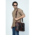thumbnail image 3 of SHARO Classic Leather Antique Red Leather Two Tone Laptop Bag Briefcase, 3 of 8
