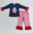 thumbnail image 1 of Venta al por mayor, ropa de Navidad para niña, moda Otoño Invierno, conjunto para niños, pantalones bordados de puntos de pan de jengibre, pijamas para niños, ropa de dormir, 1 of 4